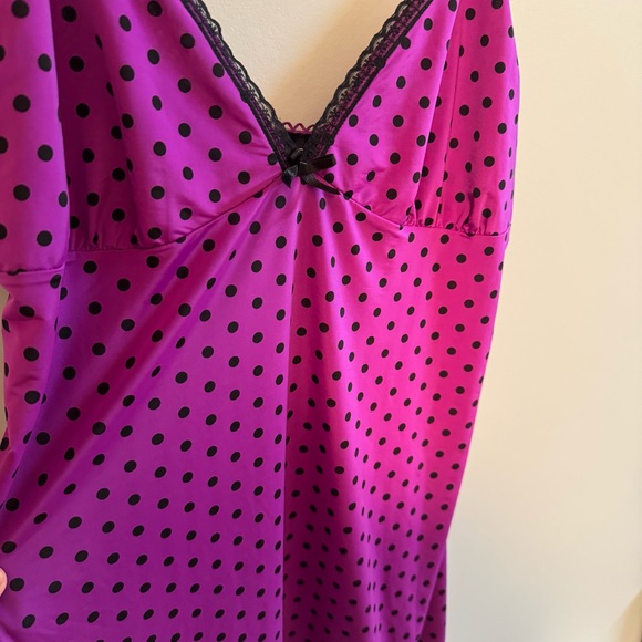 La SENZA Women's Nightie Lingerie Chemise Purple & Black Polka Dot SIZE XL - Picture 3 of 7